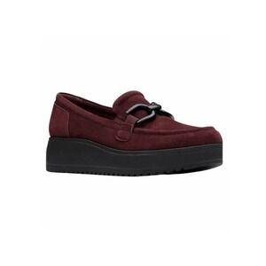 Clarks Zylah Top Slip-On Platform Loafers Plum Suede 10